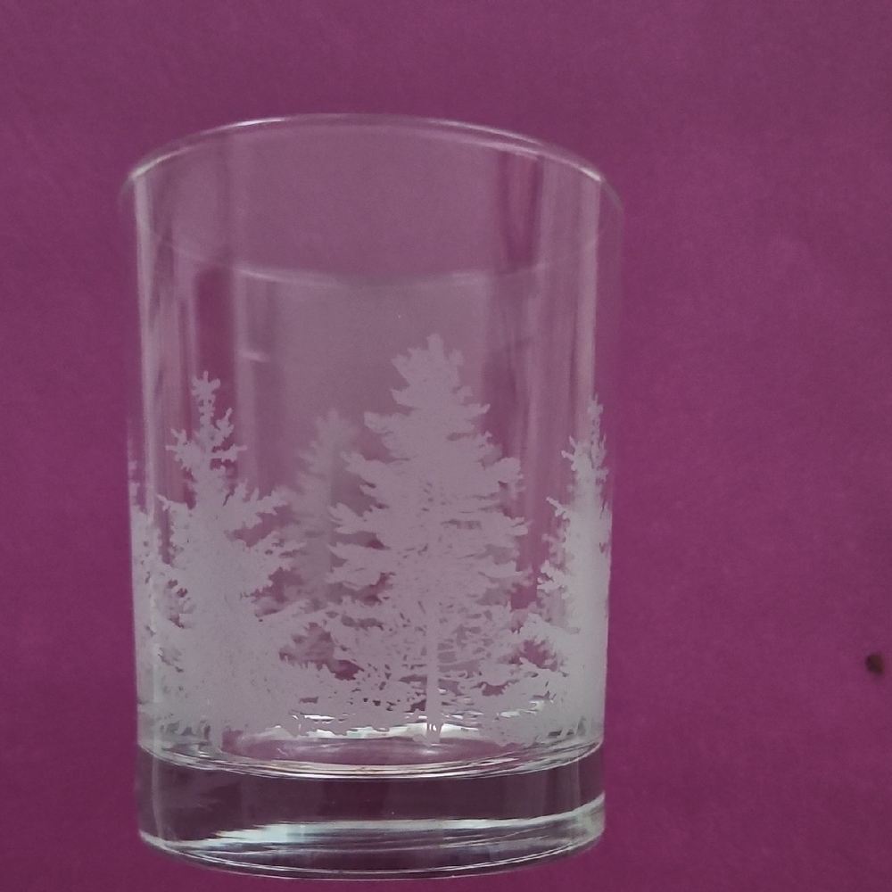Elegant Frosted Tree Design Glass Tumbler